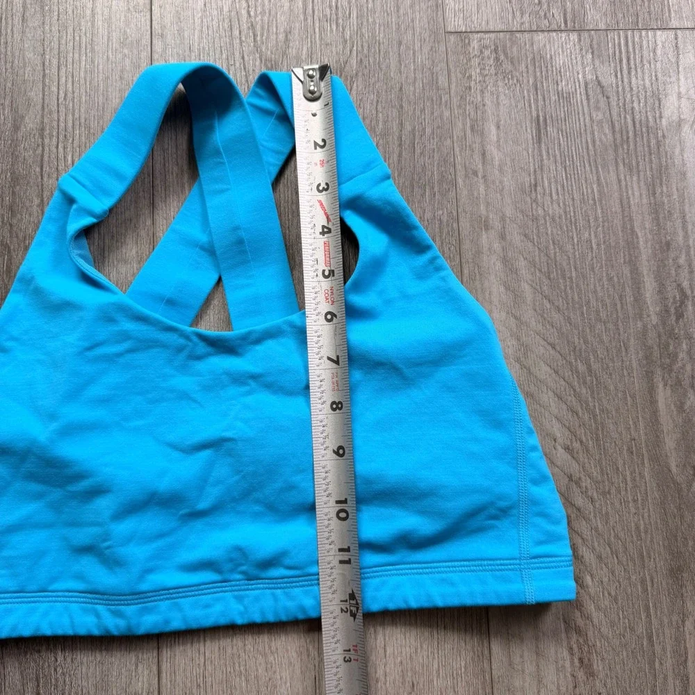 Lululemon Energy Style Sports Bra Size 12 Blue Cross Back Mesh Logo